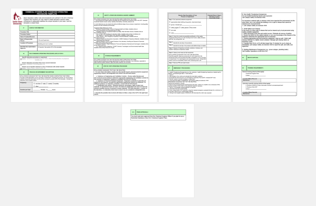 SOP template for chemical hygiene plan