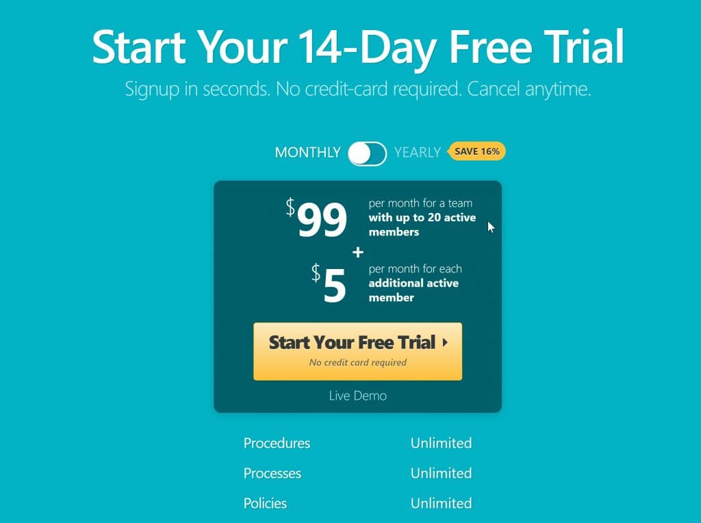 SweetProcess Pricing