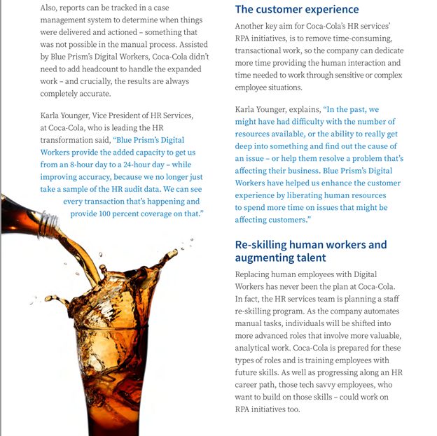 Case Study: Coca-Cola extends business services capacity and improves performance with RPA