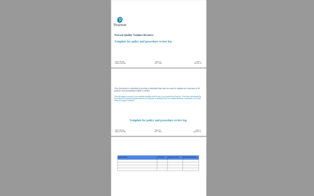 Quality Nominee Policy and Procedure Template