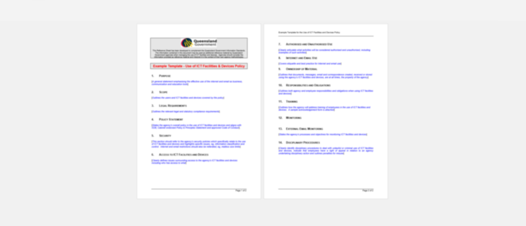 ICT Facilities Use Policy and Procedure Template