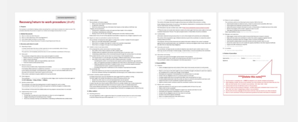 Return to Work Policy and Procedure Template