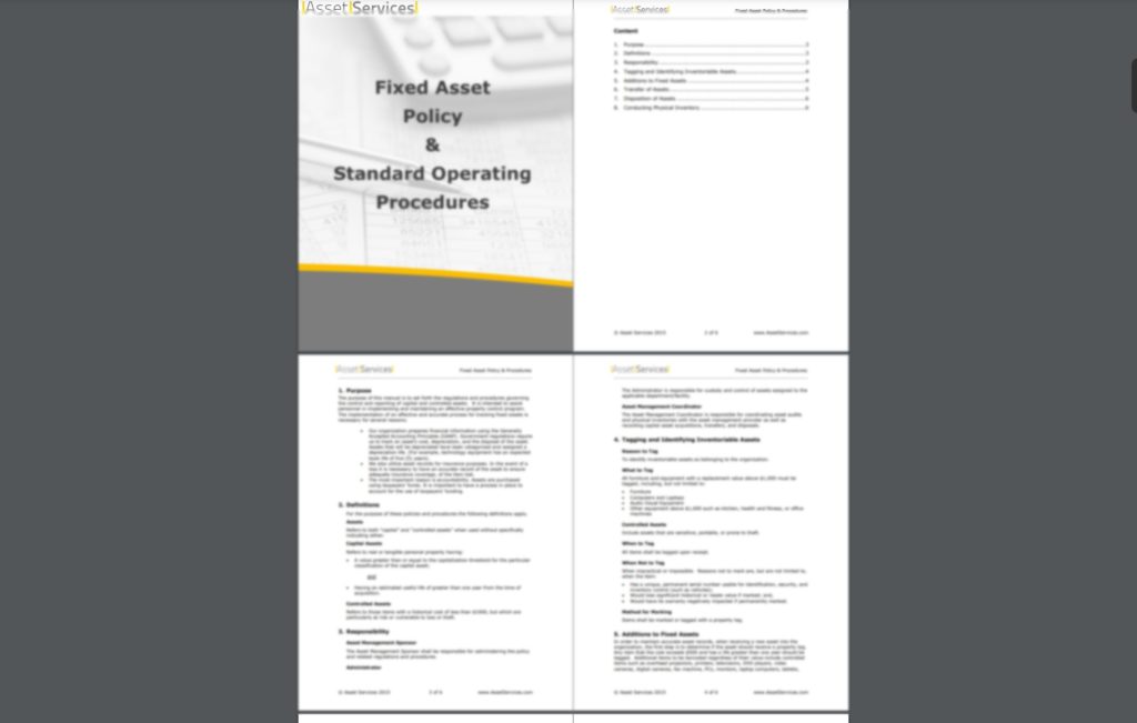 Fixed Asset Policy and Procedure Template