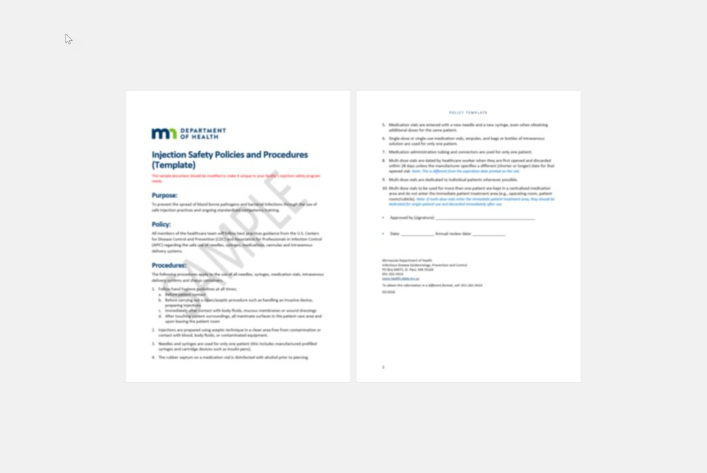 Injection Safety Policy and Procedure Template