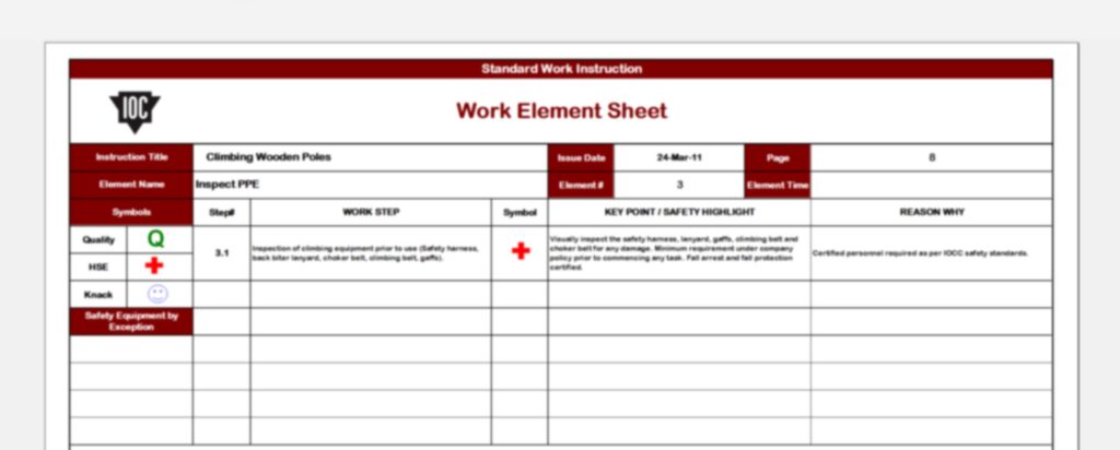 Visual Work Instruction Template