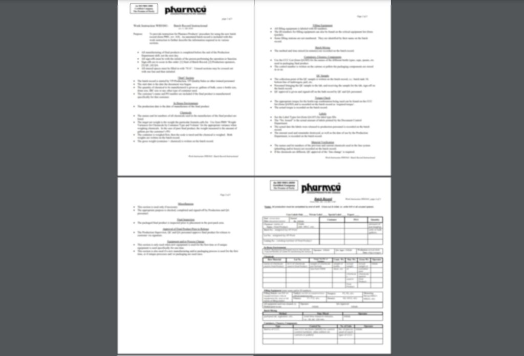 Pharmco Products Work Instruction Template