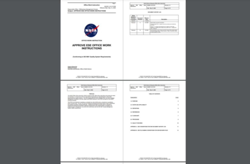 NASA Work Instruction Template