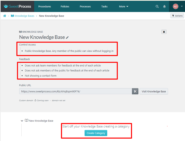 knowledge base default options