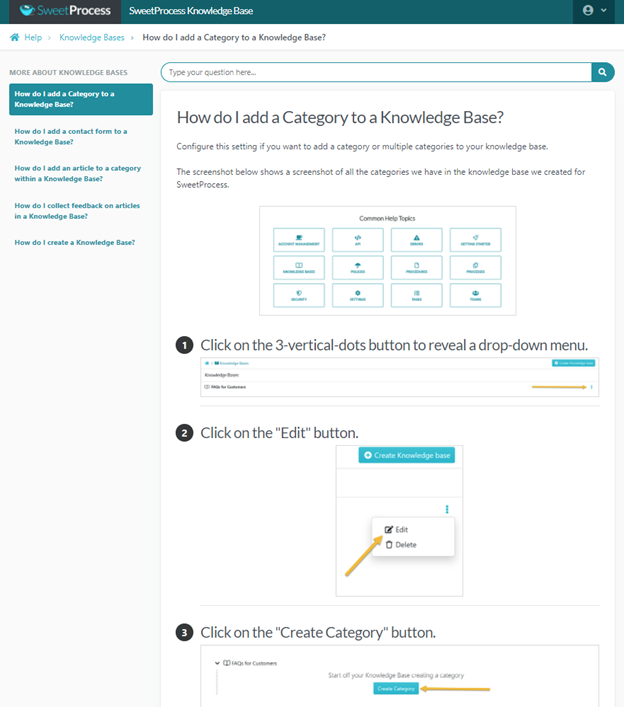 sweetprocess knowledge base