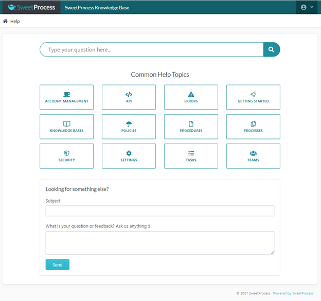 sweetprocess knowledge base help topics