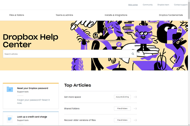 dropbox help center
