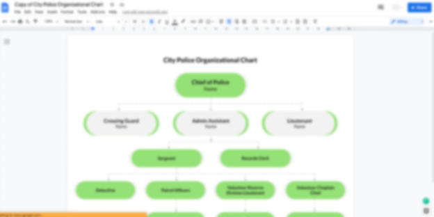 Organizational Chart Template of a City Police Department