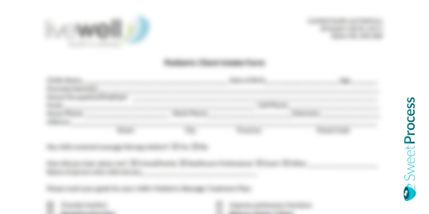 Pediatric Client Intake Form Template 