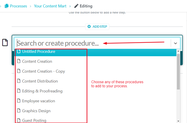 sweetprocess search or create procedure