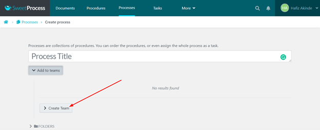 Click on “Create Team.”