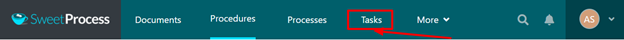 SweetProcess dashboard, click on “Tasks.”