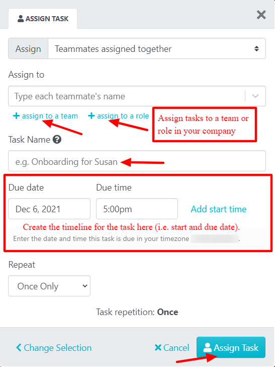  choose the teammates you want to assign it to