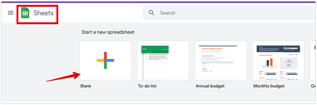 Open a blank Google Sheet spreadsheet