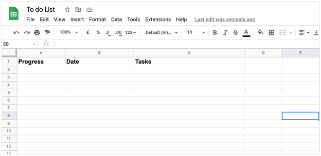 Label the columns headers