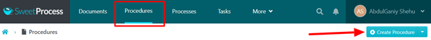 Create Procedure on SweetProcess