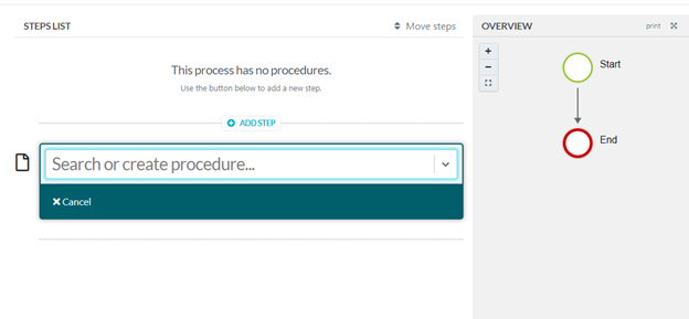 click on the title of the process to add steps to your procedure