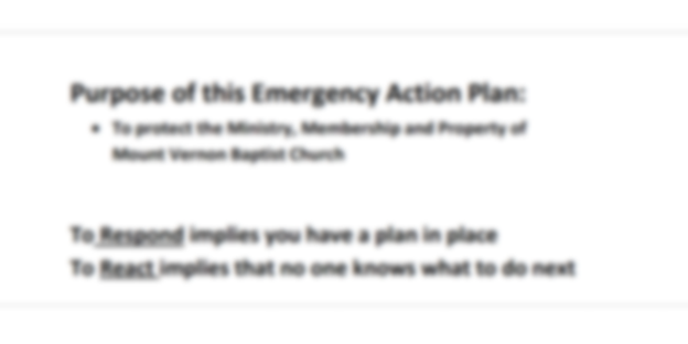 Church emergency action plan template