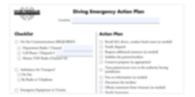 Diving emergency action plan template