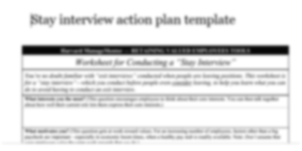 Stay interview action plan template