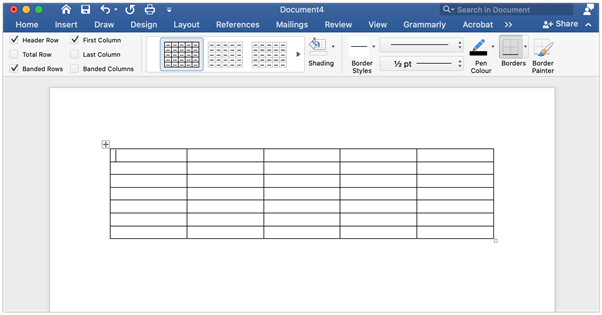 Insert table into the document-2