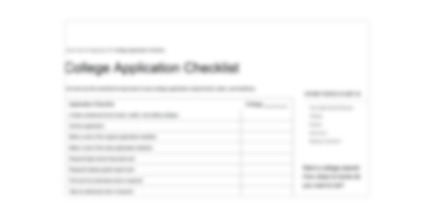 College Application Checklist Template