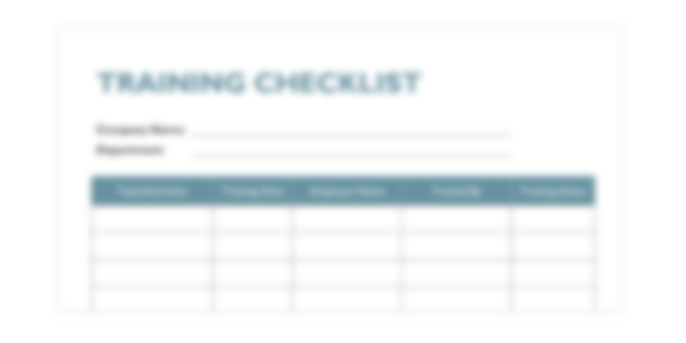 Training Checklist Template