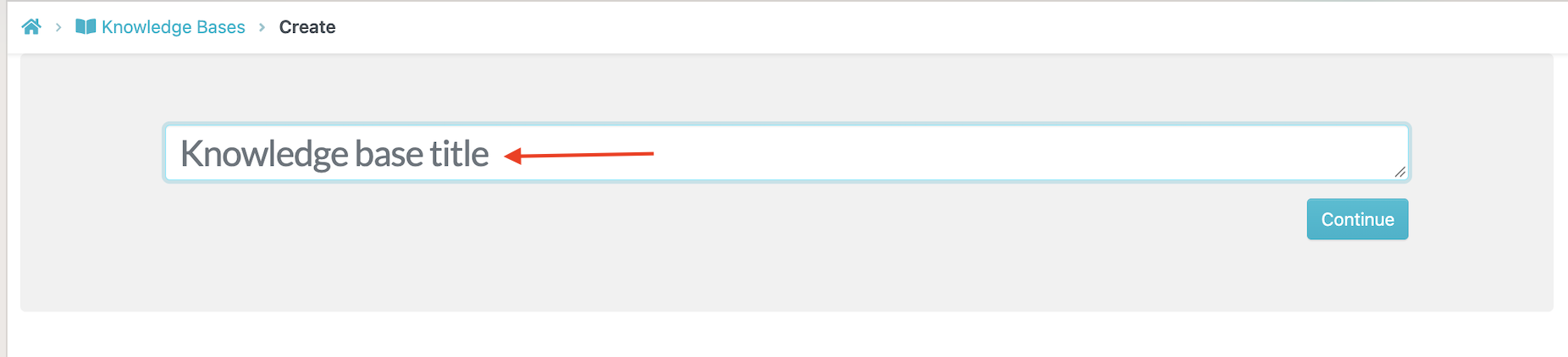 SweetProcess knowledge-base creation form with its title field highlighted.