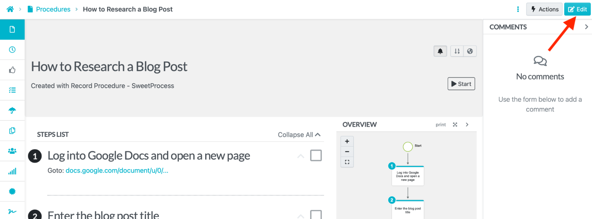 Navigate to the SOP and click “Edit.”