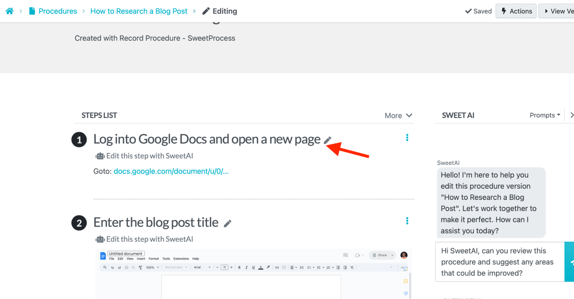 Click the step you want to format. 