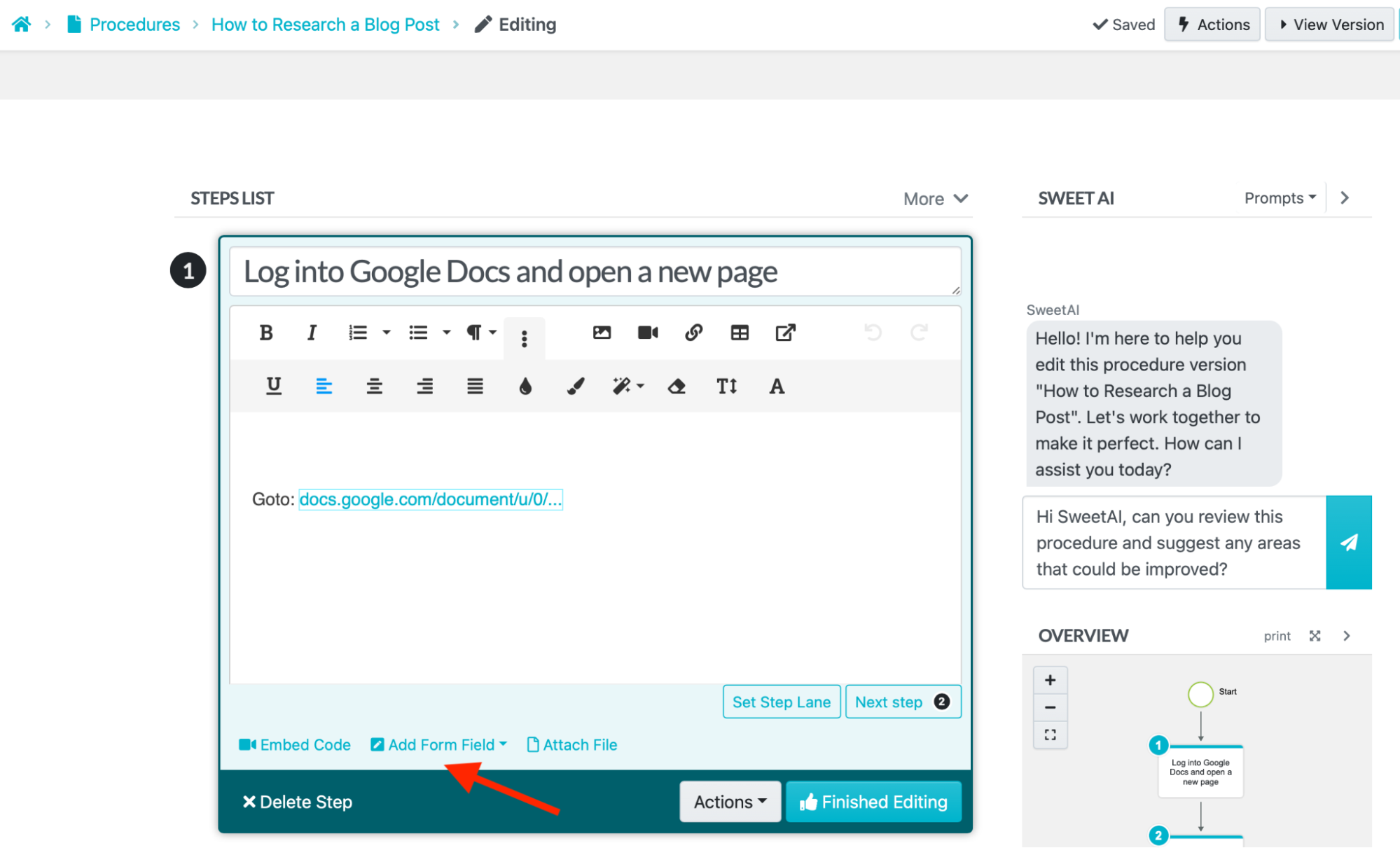 Add more features with the tabs at the bottom.