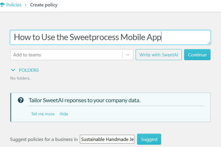 Tailor SweetAI responses to your company data