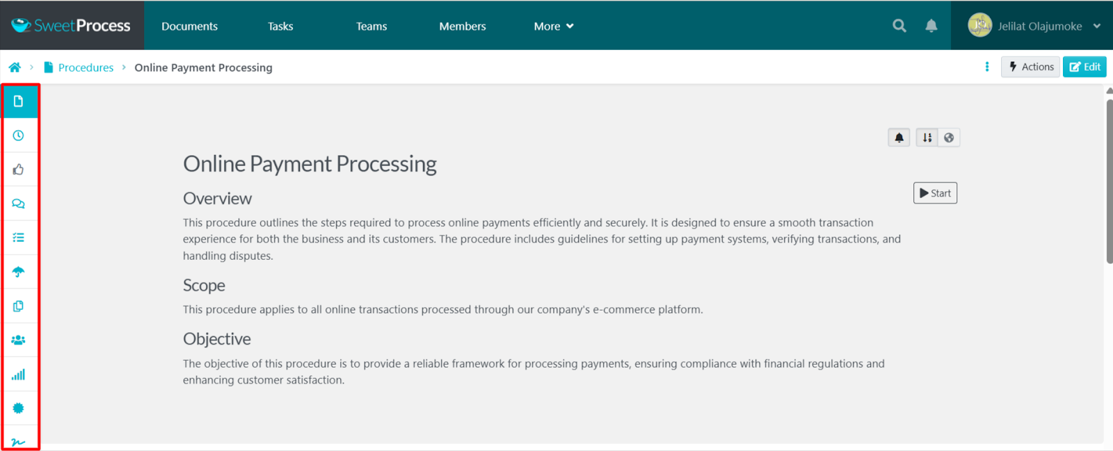 SweetProcess Dashboard