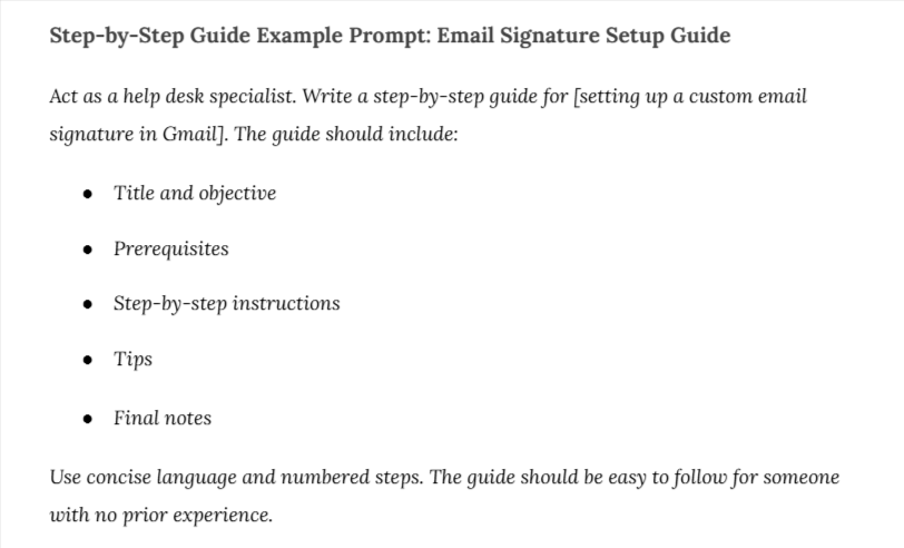 Step-by-Step Guide Example Prompt: Email Signature Setup Guide