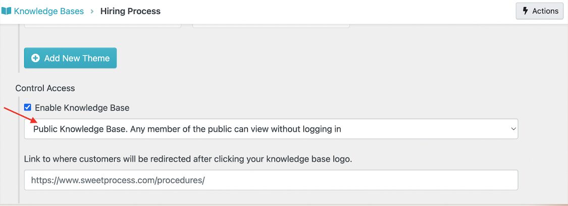 You can share a public knowledge base with them