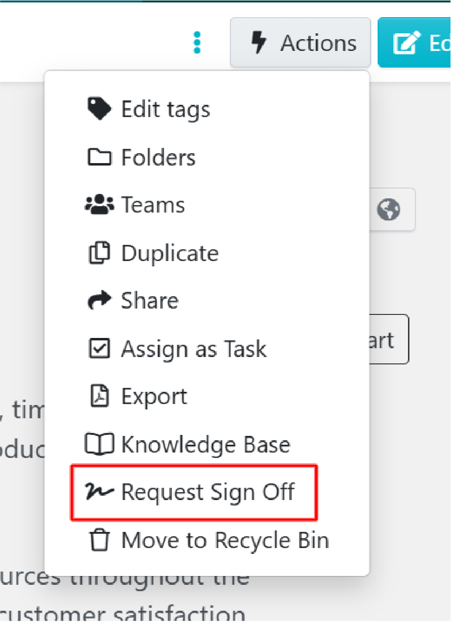 Request Sign Off