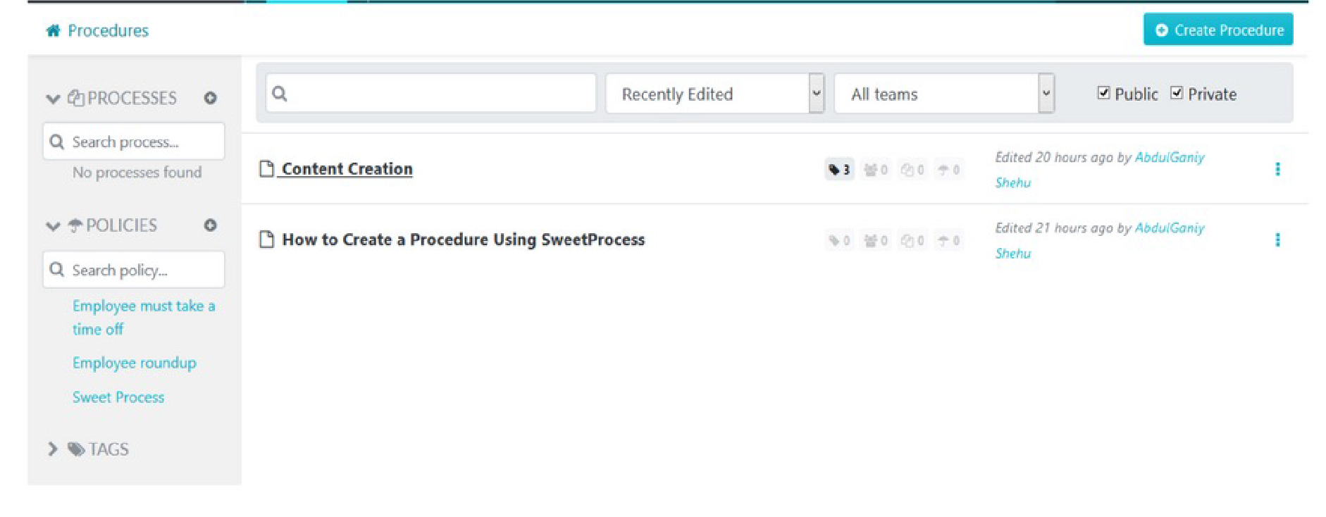 open the procedure manual you want to view.