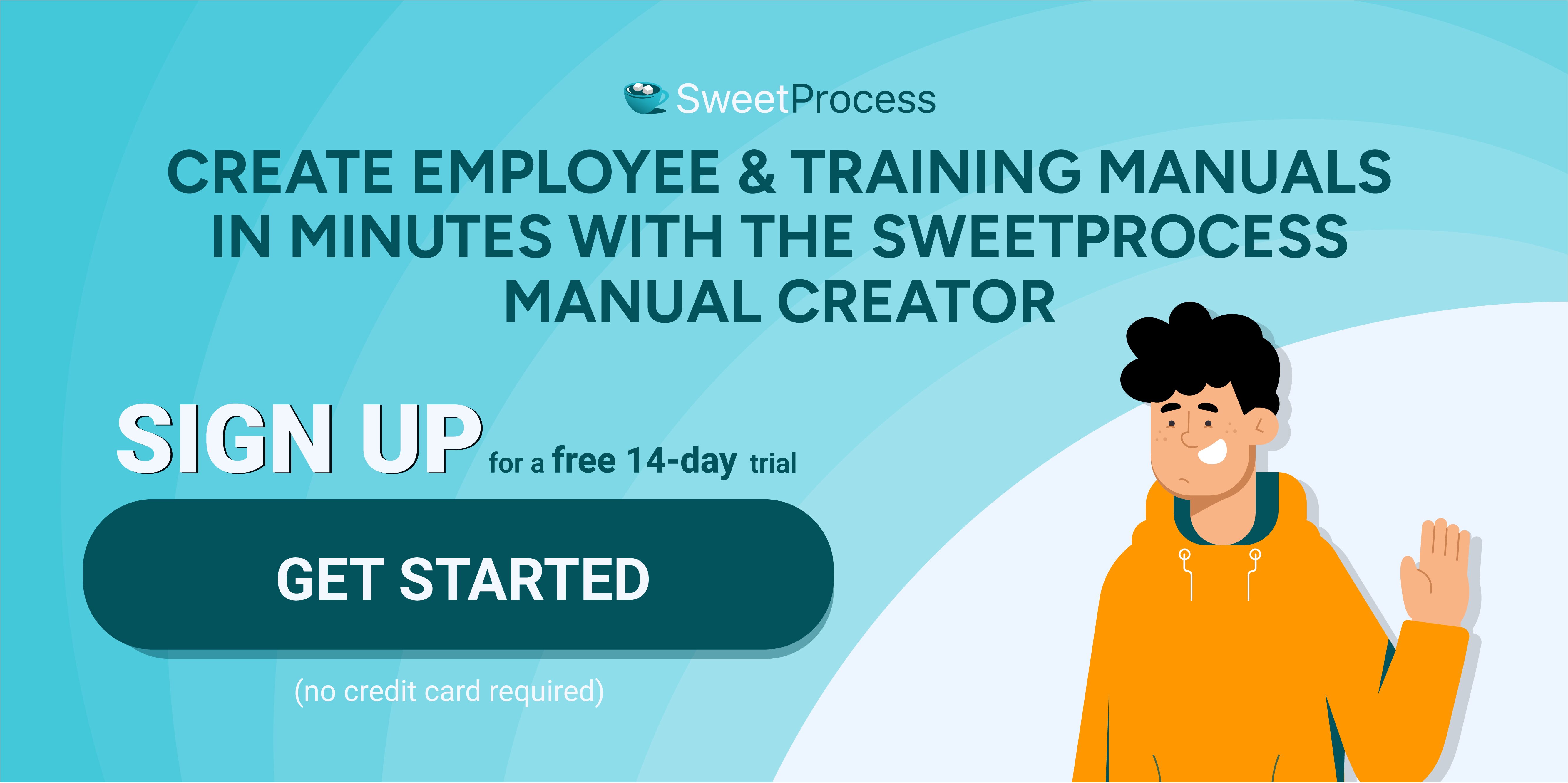 Sign up for the SweetProcess manual creator