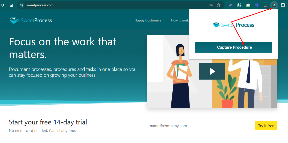Click the SweetProcess icon and click "Capture Procedure"