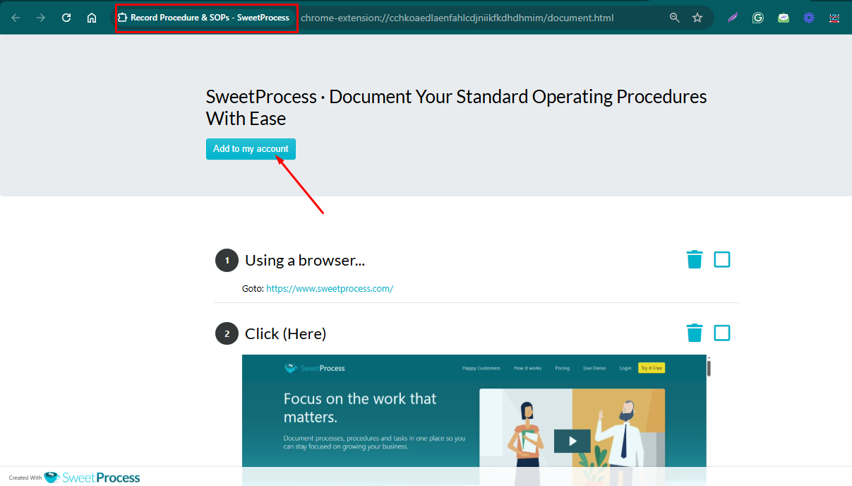 Store SOP Draft in Your SweetProcess Account