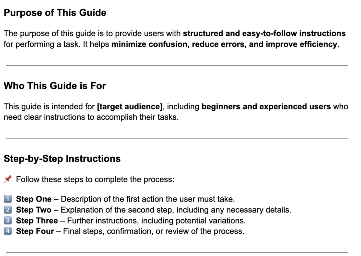 Instructional how-to-guide template sample