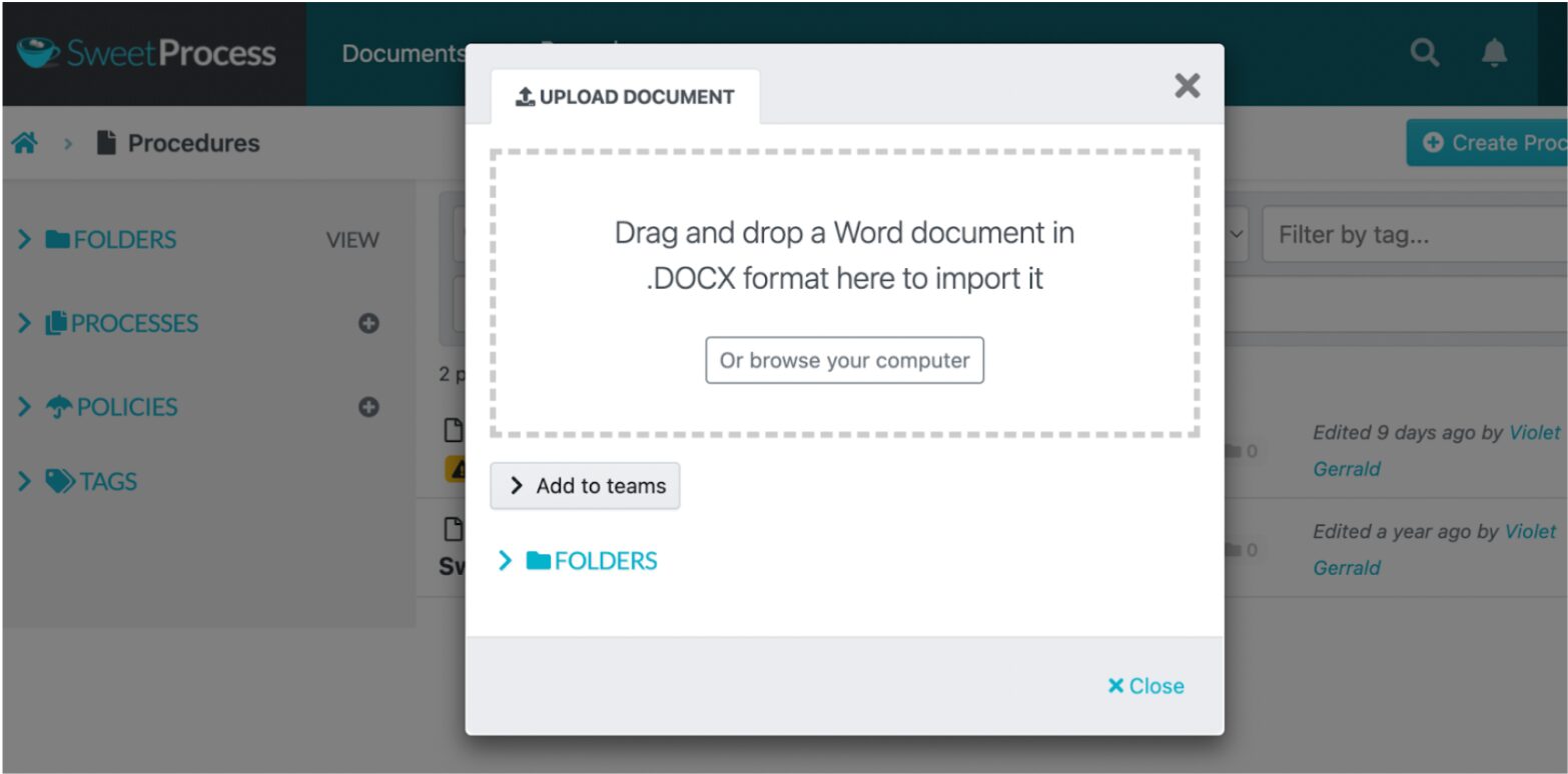 Select document you want to import