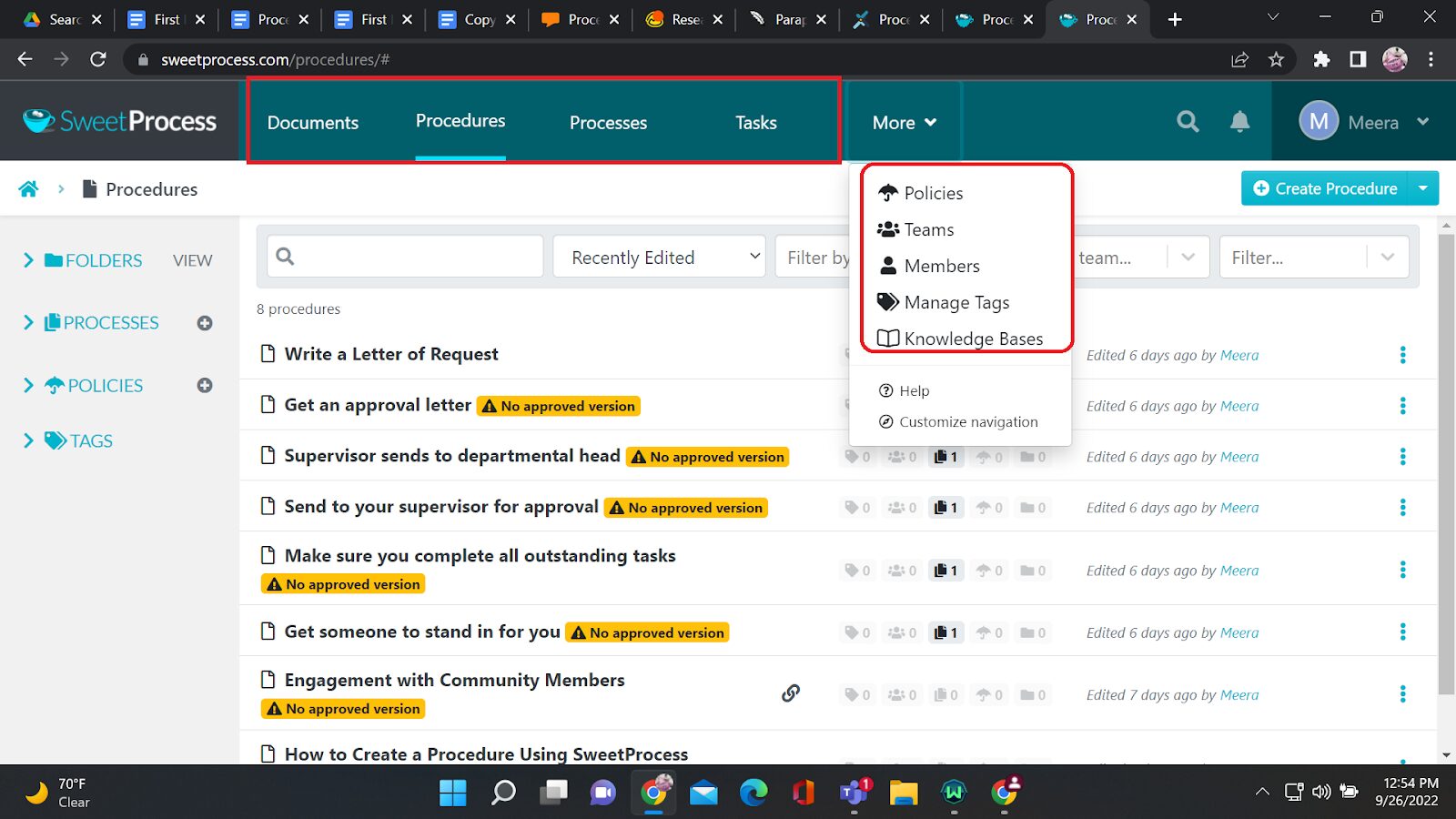 Locate the "Knowledge Base" section
