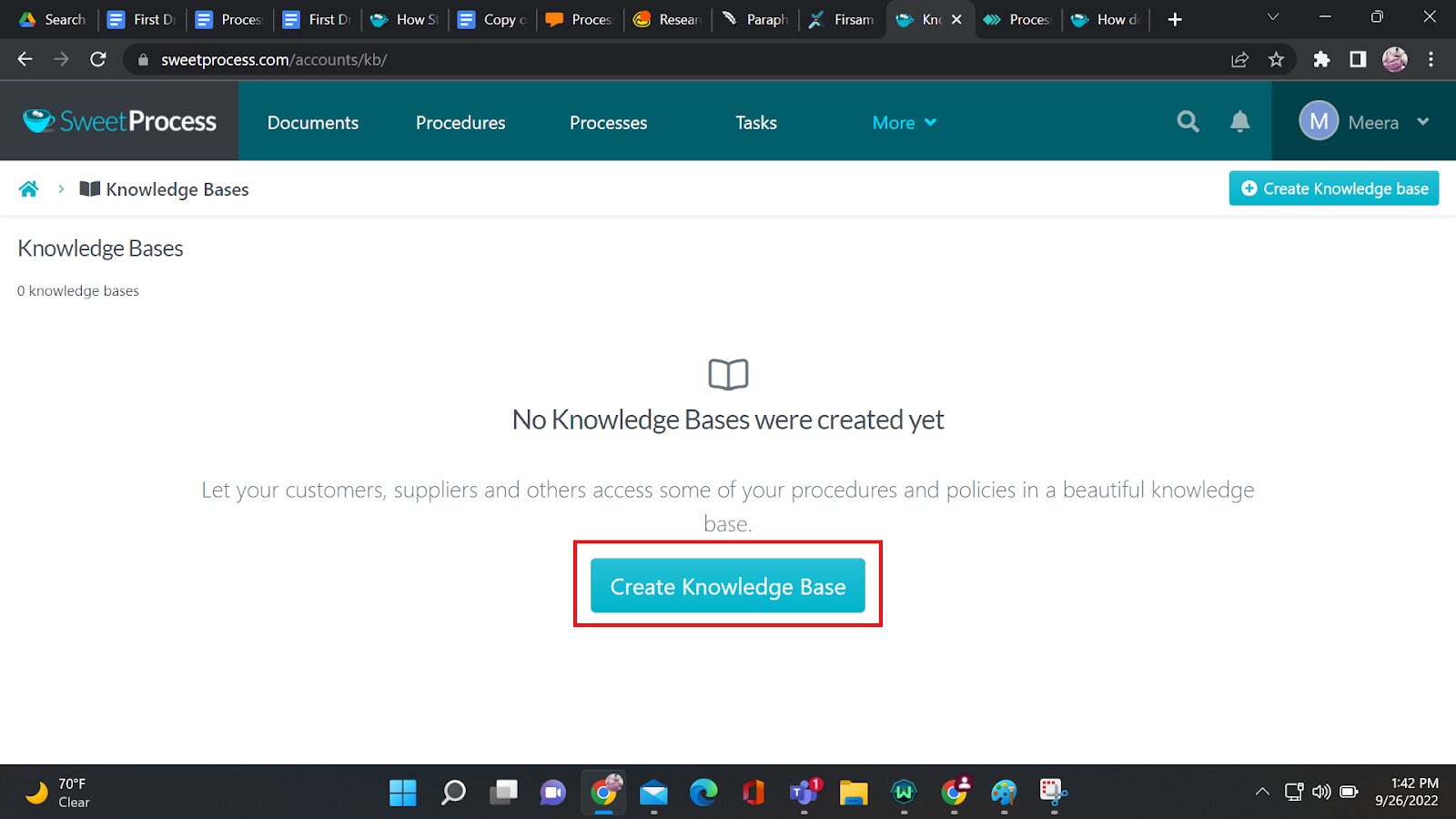 Click "Create Knowledge Base"