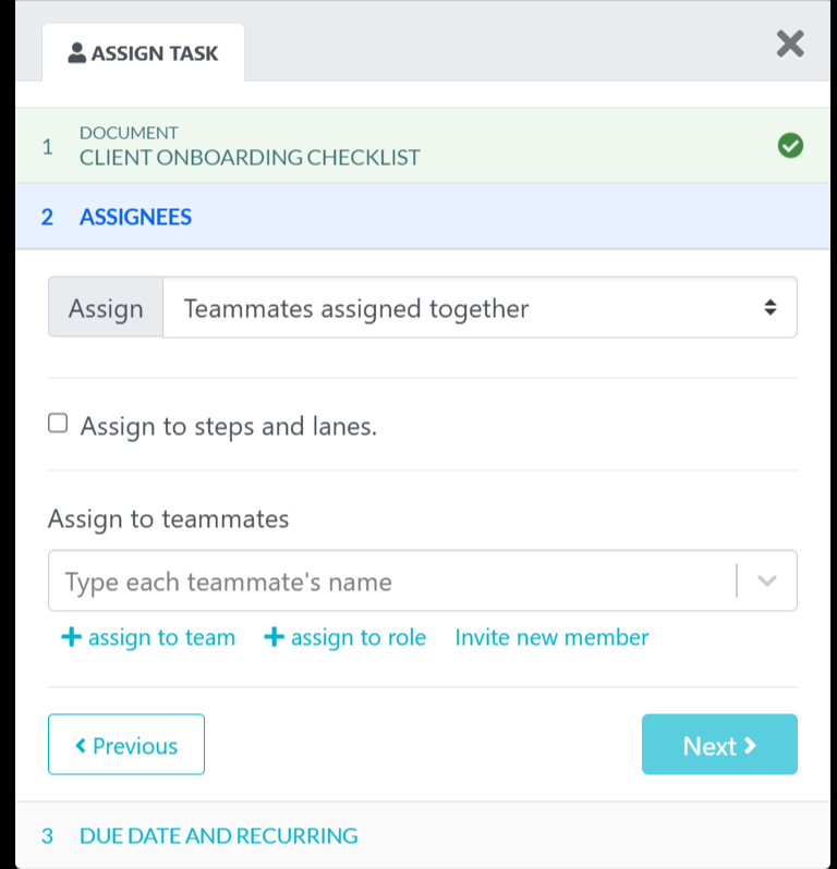 Assign the process to a Team Member