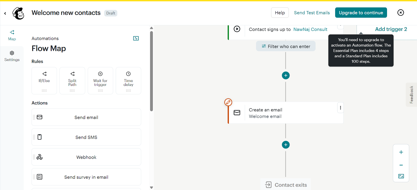 Mailchimp's onboarding email flow map